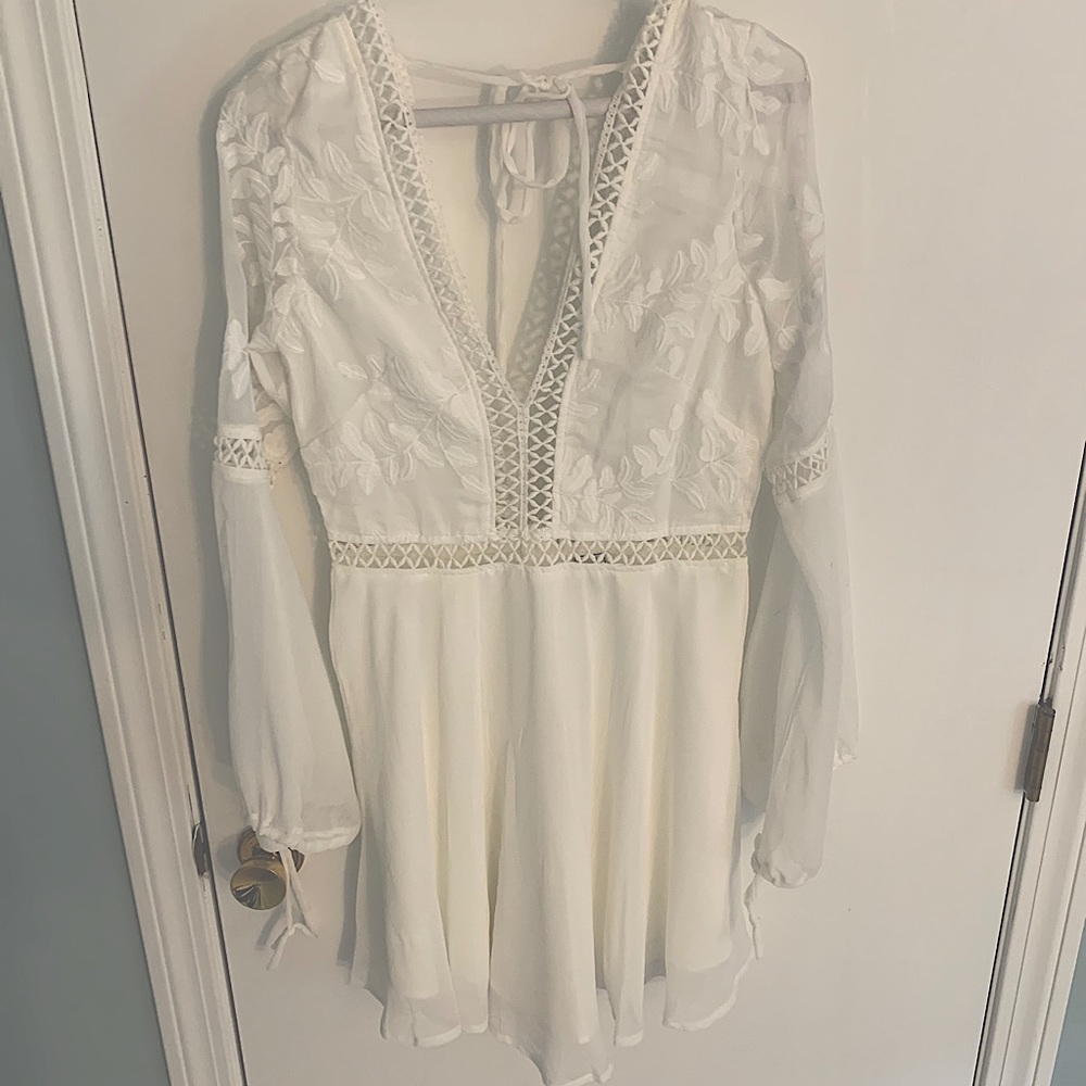 Long sleeve white mini dress